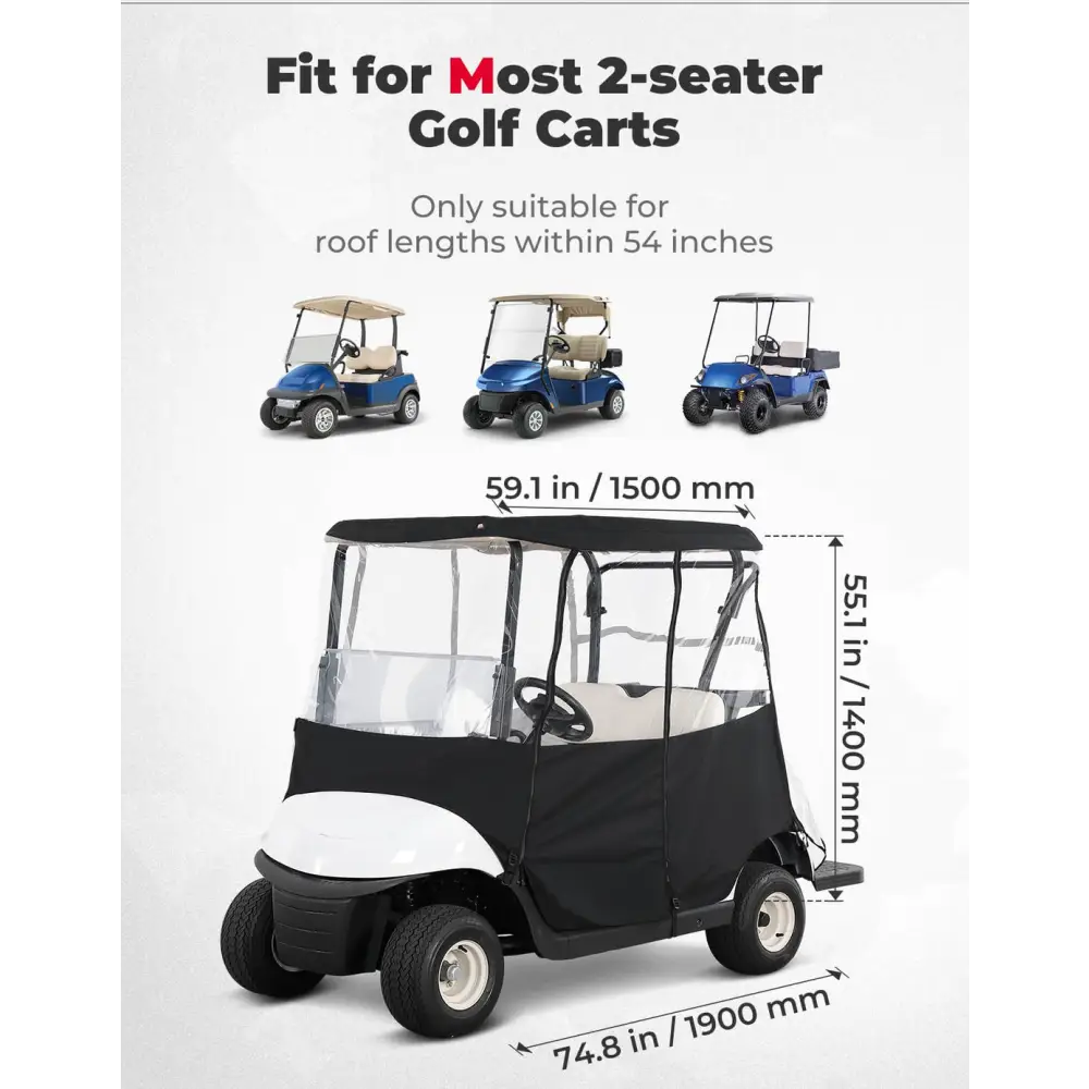 600D Rain Cover Golf Cart Enclosure 2 Passenger