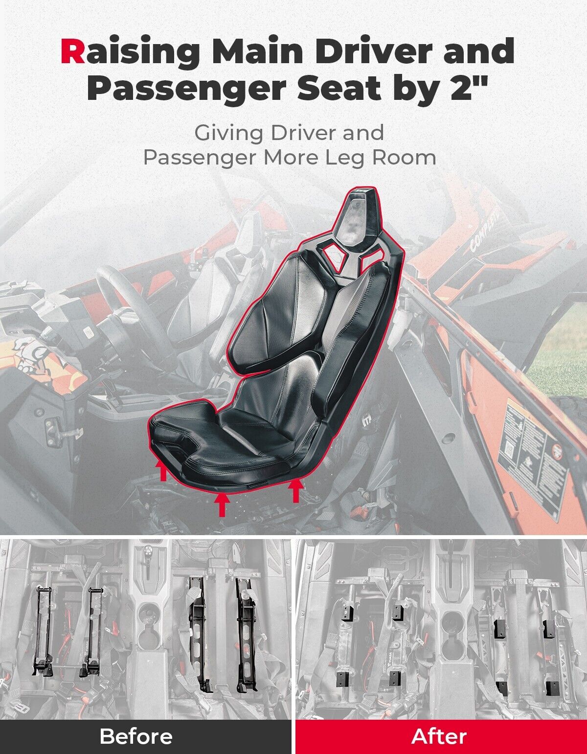 8PCS Seat Risers Spacers 2’’ Lift Kit for Polaris RZR PRO XP 2-Seat