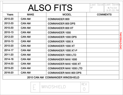 Trail Armor Can Am 2016 - 2018 Commander 800, 800 DPS, 800 XT, 1000, 1000 DPS, 1000 X, 1000 XT, 1000 XT-P, 1000, LTD, 2018  Max XT, Max and Max LTD CoolFlo Windshield