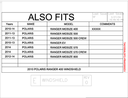 Trail Armor Polaris Ranger Midsize 400, 500, EV, 800, 570 Fast Clamp CoolFlo Windshield