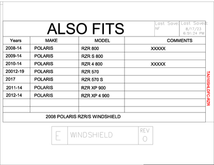 Trail Armor Polaris RZR 800, RZR S 800, RZR4 800, RZR XP 900, RZR4 XP 900, RZR 570, RZR S 570 CoolFlo Windshield with Fast Clamps