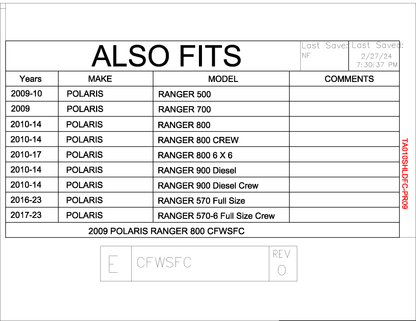 Trail Armor Ranger CoolFlo Windshield 2009 - 2010 500, 2009 700, 2010 - 2014 800, 2010 - 2014 800 Crew, 2010 - 2017 Ranger 800 6x6, 2016 - 2018 Ranger 570 Fullsize Economy (with struts)