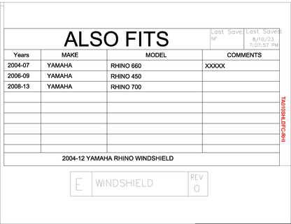 Trail Armor Yamaha Rhino CoolFlo Windshield with Fast Clamps