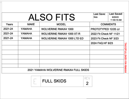 Trail Armor Yamaha Wolverine RMAX4 1000, RMAX4 1000 X-TR, RMAX4 1000 LT Edition Full Skids 2021 - 2024