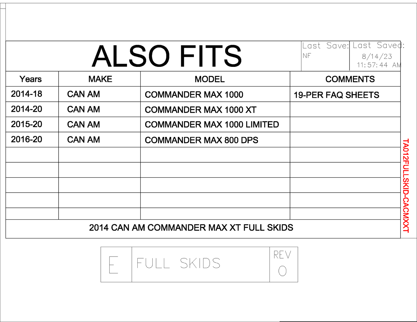 Trail Armor Can Am Commander Max XT, Commander Max and Commander Max Limited Full Skids with Integrated Slider Nerfs 2014-2020