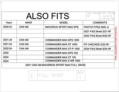 Trail Armor Can Am Maverick Sport Max DPS, Commander Max DPS 1000, Commander Max XT 1000, Commander Max XT-P 1000, Commander Max DPS 700, Commander Max XT 700, Commander Max X MR 1000 Full Skids 2020 - 2024