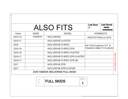 Trail Armor Yamaha Wolverine, Wolverine R-Spec, and Wolverine R-Spec EPS Full Skids with Slider Nerfs 2016 - 2018