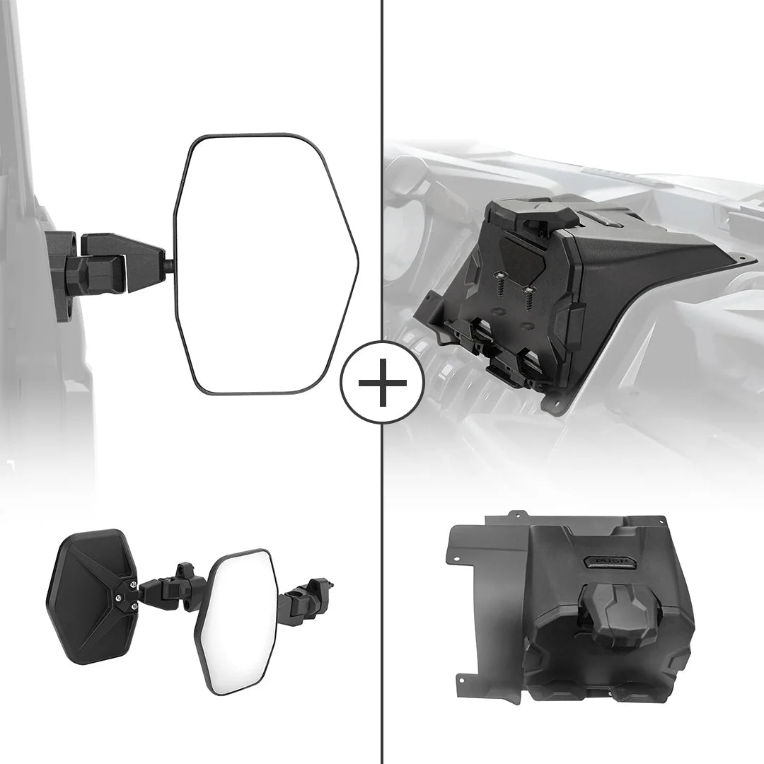 Aluminum Side Mirrors & Tablet Holder For Can am Defender