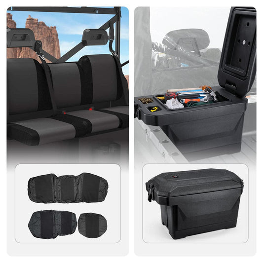 UTV Waterproof Seat Cover & Big Size Cargo Box Compatible With Polaris Ranger