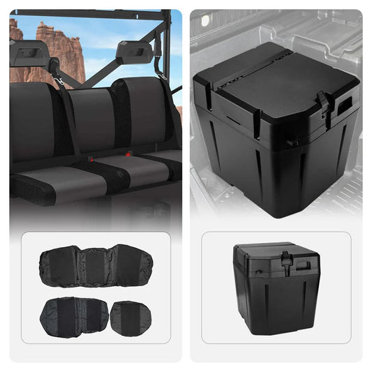 UTV Waterproof Seat Cover & Under Seat Storage Box Compatible With Polaris Ranger