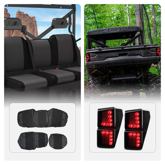 Waterproof Seat Cover and Tail Lights for Polaris Ranger 1000 XP/Crew