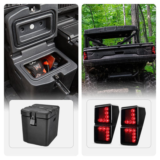 Under Seat Storage Box & Tail Light Fit Polaris Ranger