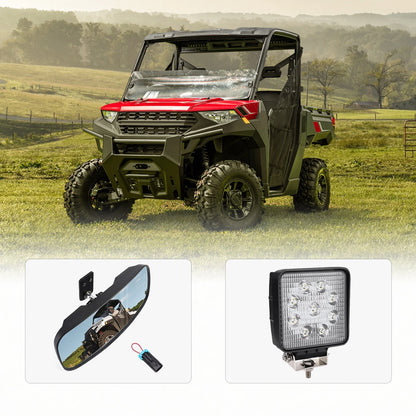 Rear View Mirror & 40MM Wafer Light for Polaris Ranger XP 1000 2018-2023