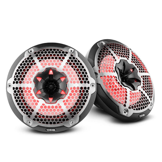 NXL 10" 2-Way Coaxial Marine Speaker With LED RGB Lights 200 Watts Rms 4-Ohm -Black Carbon Fiber