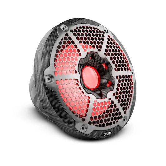 NXL 10" Marine Subwoofer With LED RGB Lights 300 Watts Rms SVC 4-Ohm -Black Carbon Fiber