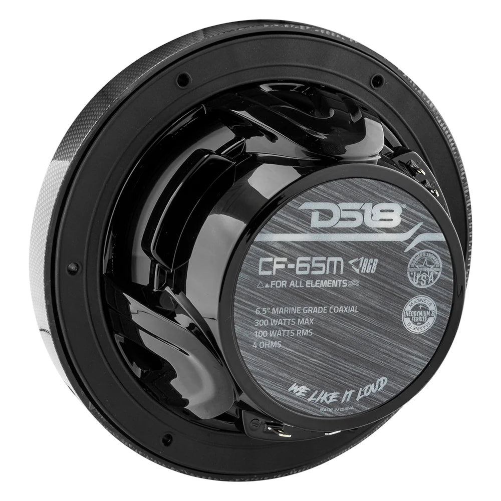 NXL 6.5" 2-Way Coaxial Marine Speaker With LED RGB Lights 100 Watts Rms 4-Ohm -Black Carbon Fiber