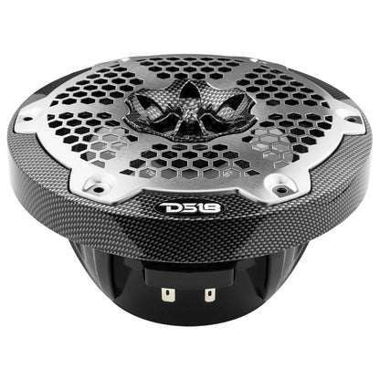 NXL 6.5" 2-Way Coaxial Marine Speaker With LED RGB Lights 100 Watts Rms 4-Ohm -Black Carbon Fiber