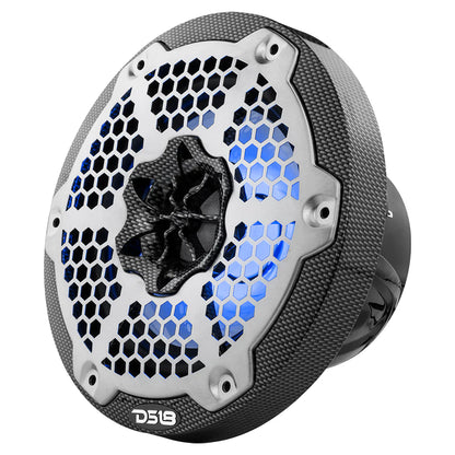 NXL 6.5" 2-Way Coaxial Marine Speaker With LED RGB Lights 100 Watts Rms 4-Ohm -Black Carbon Fiber