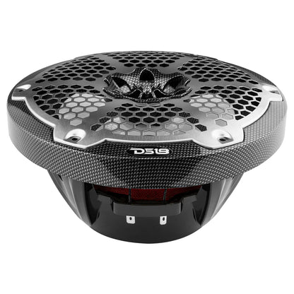 NXL 8" 2-Way Coaxial Marine Speaker With LED RGB Lights 125 Watts Rms 4-Ohm - Black Carbon Fiber