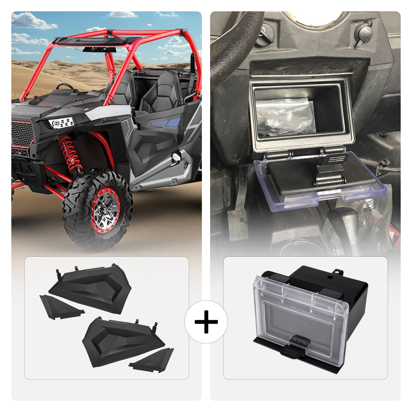 Lower Half Door and Center Dash Storage Box for Polaris RZR