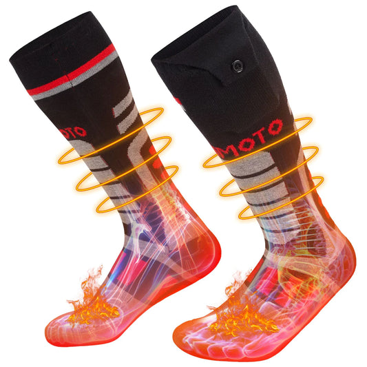 Winter Heated Socks with Rechargeable Battery Black Red