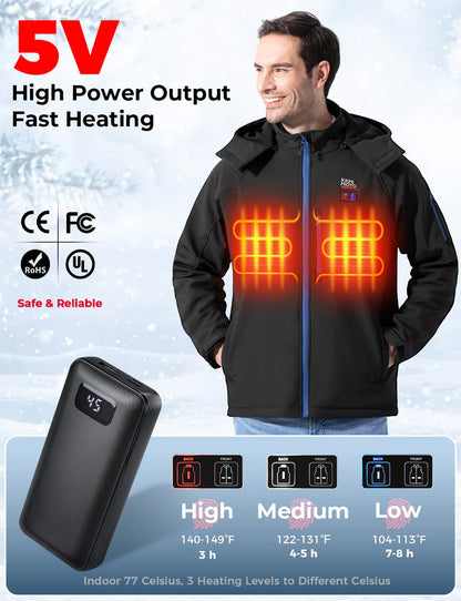 Men's Classic Heated Jacket With Detachable Hood