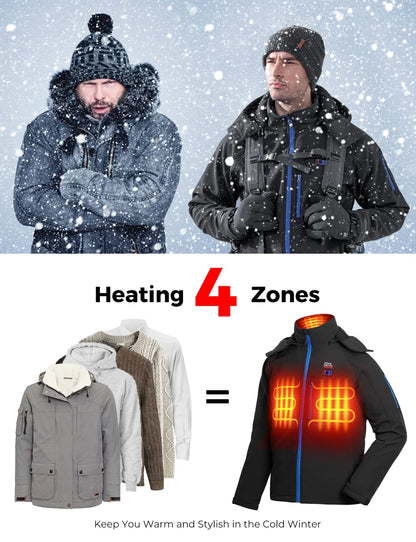 Men's Classic Heated Jacket With Detachable Hood