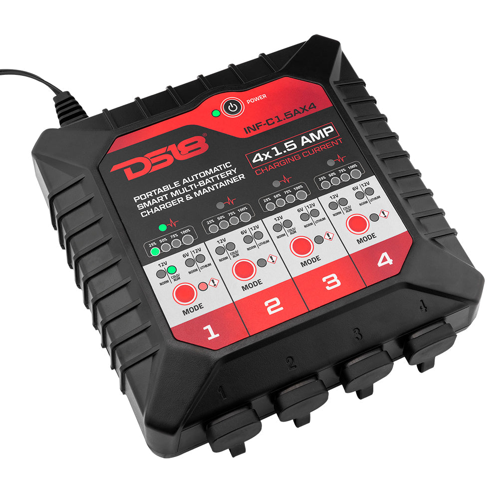 4 X 1.5 AMP Automatic Smart Lithium and AGM Battery Charger and Maintainer DS18