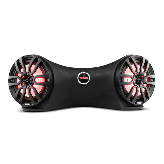 Dual 8" Marine Flat Mount Sound Bar Enclosure with LED RGB Lights 250 Watts Rms (NXL-8BK Included)