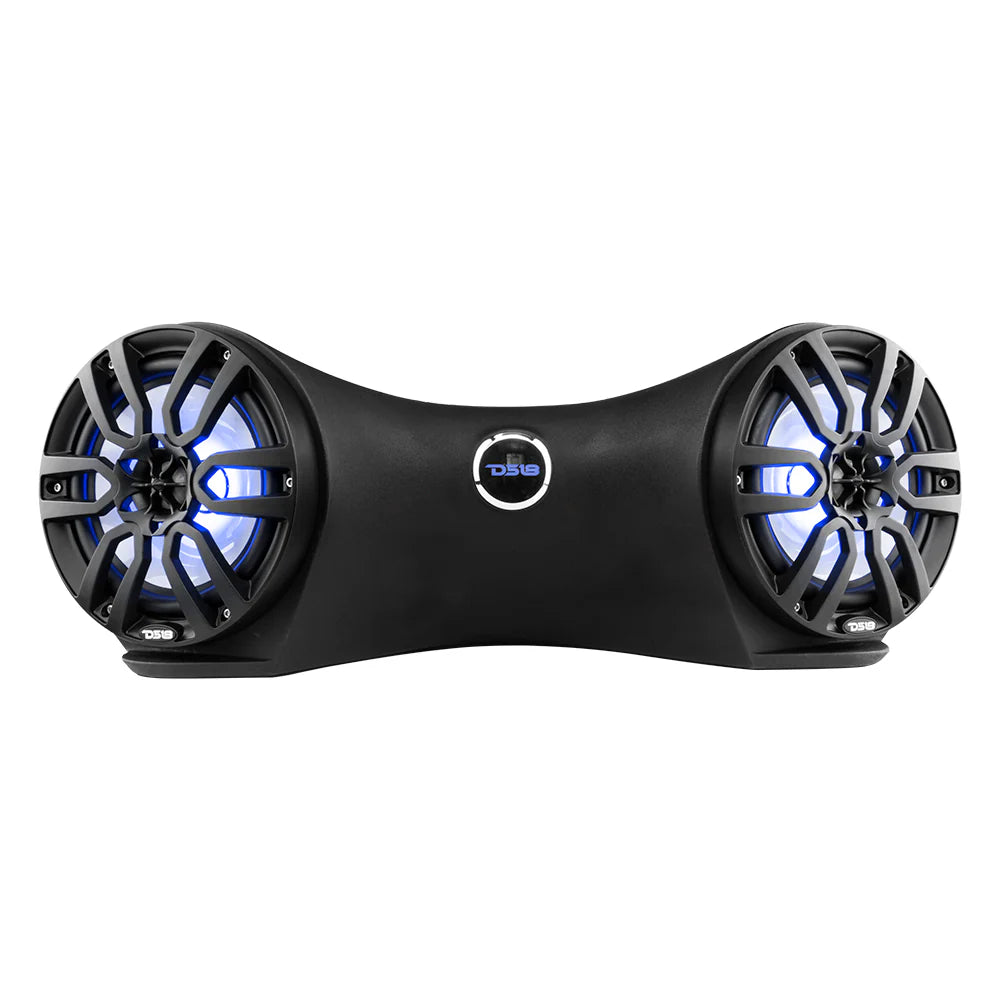 Dual 8" Marine Flat Mount Sound Bar Enclosure with LED RGB Lights 250 Watts Rms (NXL-8BK Included)