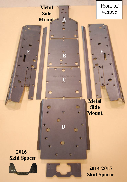 Trail Armor 2014 - 2023 RZR 4  XP 1000 (Standard, Sport, Premium, Ultimate, Highlifter),  2016 - 2021 RZR 4 XP Turbo, 2019 - 2021 RZR 4 XP Turbo S and RZR 4 XP Turbo S Velocity Full Skids with Slider Nerfs