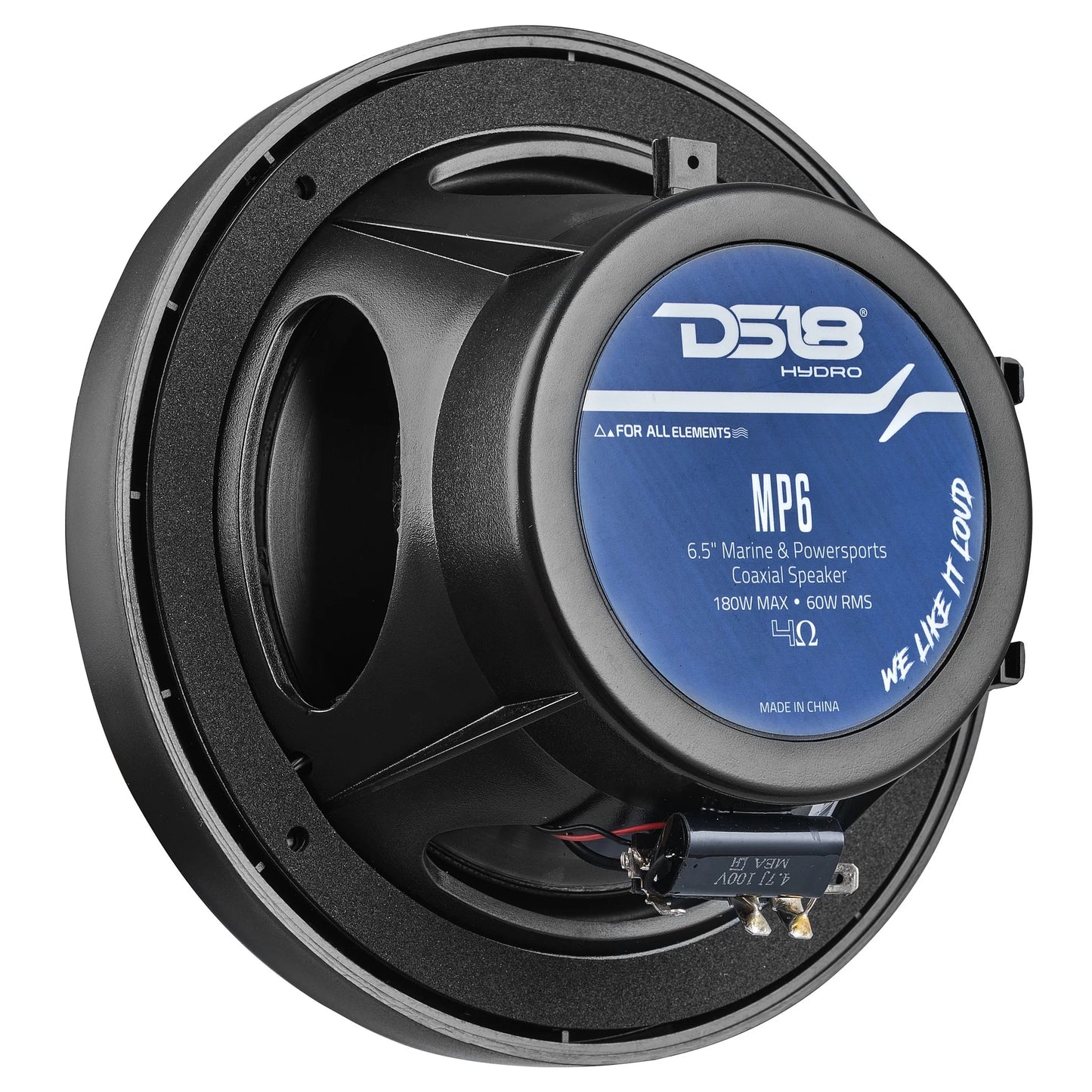 MP 6.5" 2-Way Coaxial Marine Speaker 60 Watts Rms 4-Ohm -Black