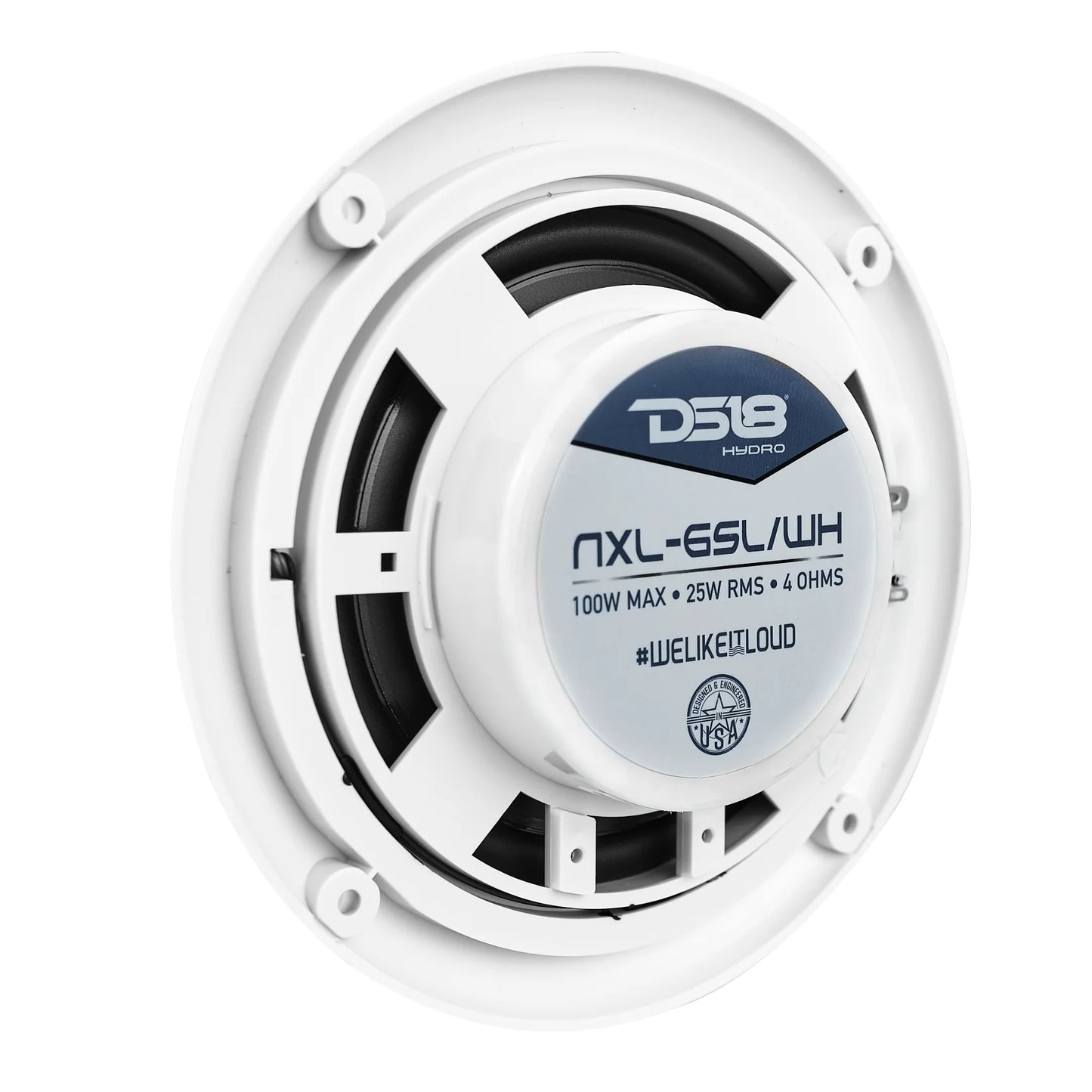 NXL 6.5" 2-Way Coaxial Marine Shallow Speaker With LED RGB Lights 25 Watts Rms 4-Ohm