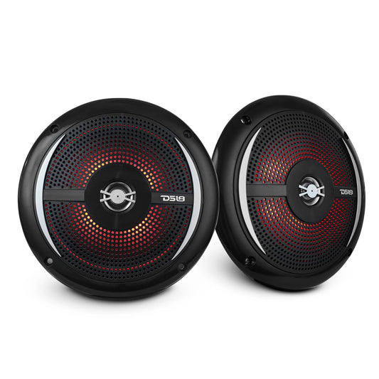 NXL 6.5" 2-Way Coaxial Marine Shallow Speaker With LED RGB Lights 25 Watts Rms 4-Ohm