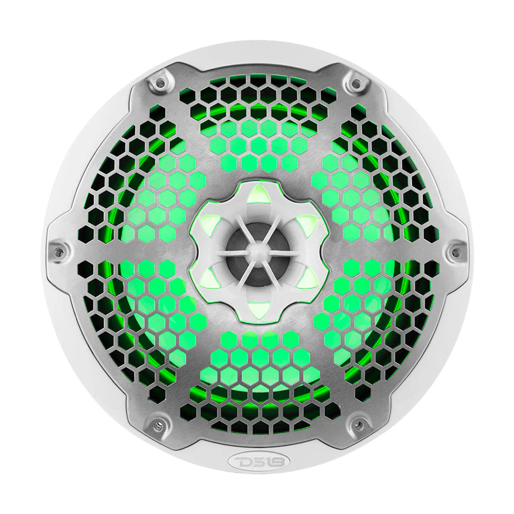 NXL 8" 2-Way Coaxial Marine Speaker With LED RGB Lights 125 Watts Rms 4-Ohm -White