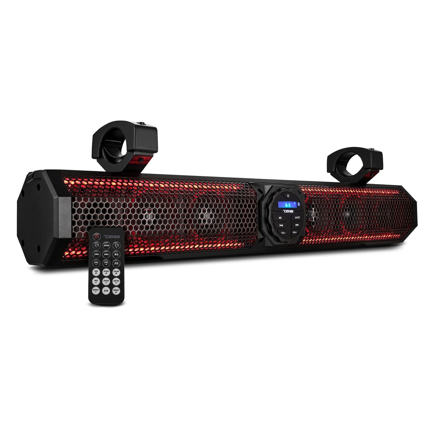 26" Marine Amplified Soundbar with Bluetooth USB & RGB Lighting 6 Speakers 600 Watts