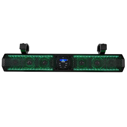 26" Marine Amplified Soundbar with Bluetooth USB & RGB Lighting 6 Speakers 600 Watts