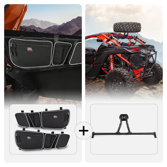 Front Door Storage Bags & Spare Tire Mount For Can-Am Maverick X3/MAX