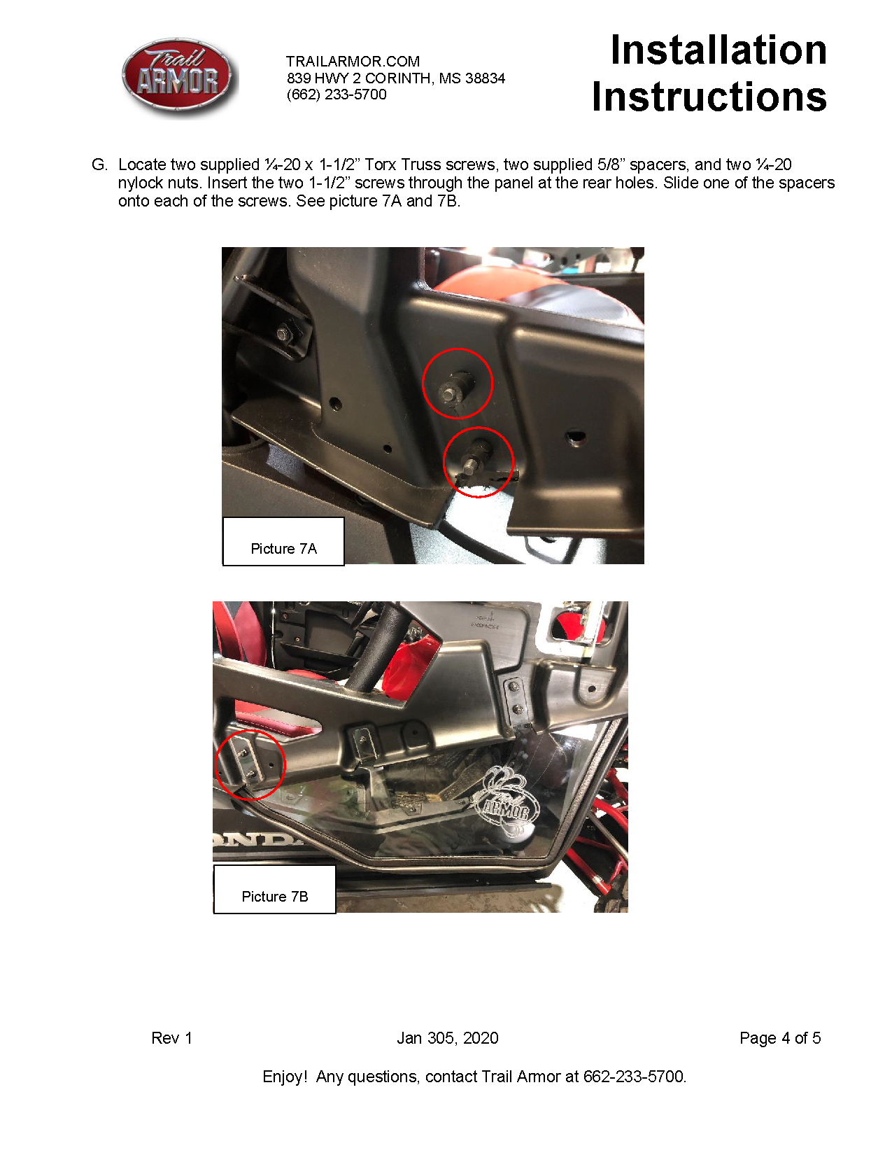 Trail Armor 2019 - 2022 Honda Talon 1000X, Talon 1000R, 2021 - 2022 Talon 1000R Fox Live Valve,Talon 1000X Fox Live Valve Lower Door Insert Kit