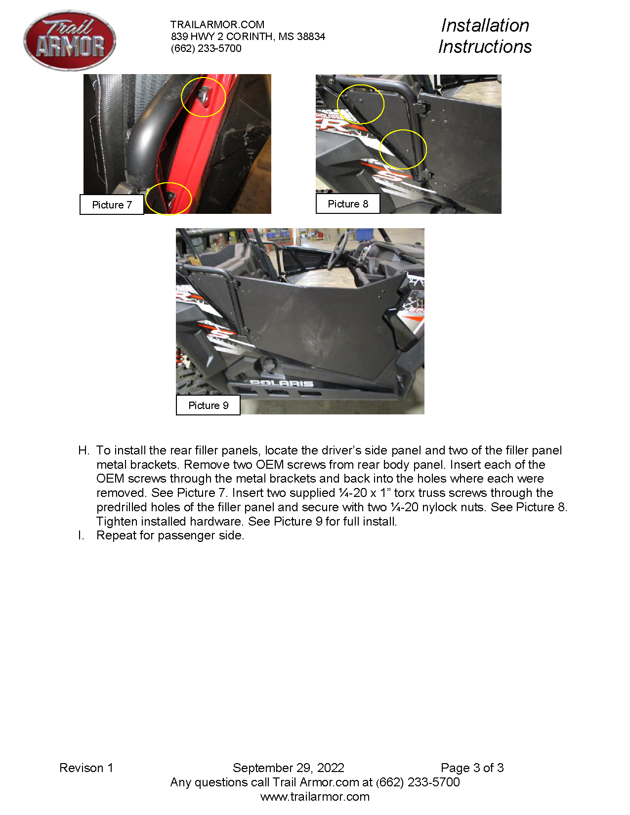 Trail Armor Polaris 2015 - 2019 Polaris RZR 900, RZR 900 EPS TRAIL, RZR S 900, RZR S 900 EPS, 2015 - 2017 RZR 900 XC and 2016 - 2020 RZR S 1000 EZON Slimline Doors