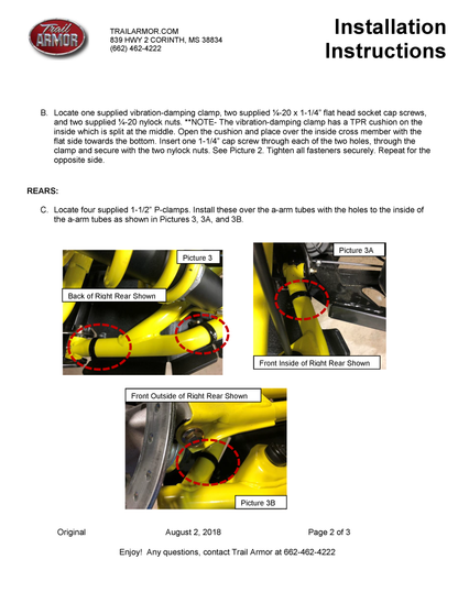 Trail Armor Can Am Defender and Can Am Defender Max iMpact A-Arm Guards for FACTORY ARCHED A-ARMS