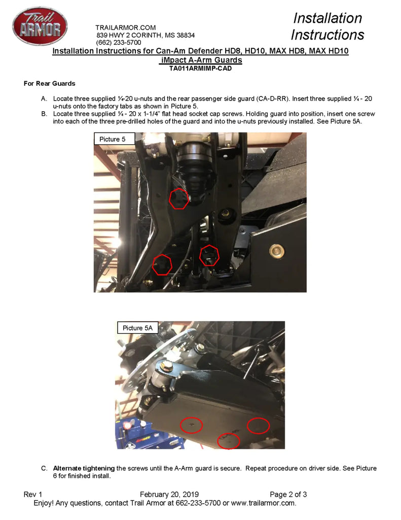 Can Am Defender A-Arm Guards