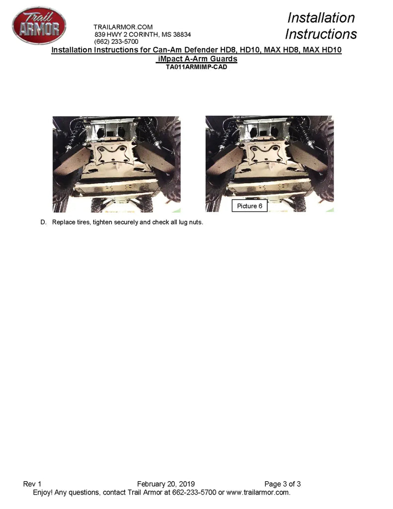 Can Am Defender A-Arm Guards