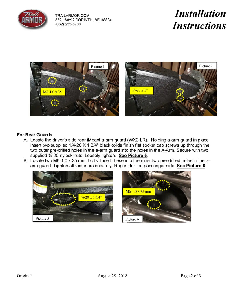 Yamaha Wolverine X2 / X4 A-Arm Guards