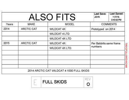 Trail Armor Arctic Cat Wildcat 4X Limited, Wildcat 4 Limited, Wildcat 4X, Wildcat 4 Full Skids with Slider Nerfs 2013-2016, 2018