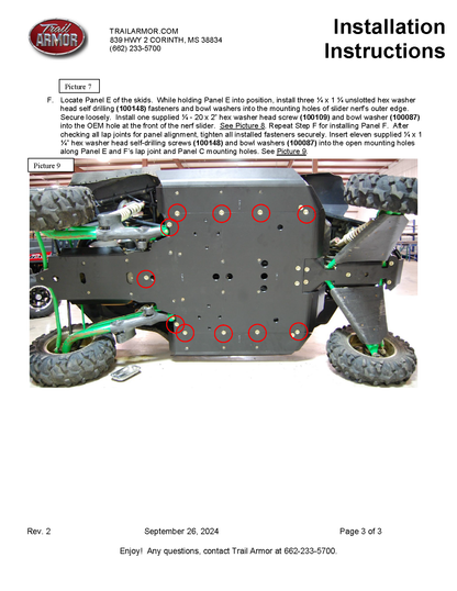 Trail Armor Arctic Cat Wildcat 1000, Wildcat X, Wildcat X Limited, Wildcat 1000 Limited Full Skids with Slider Nerfs 2013 - 2018