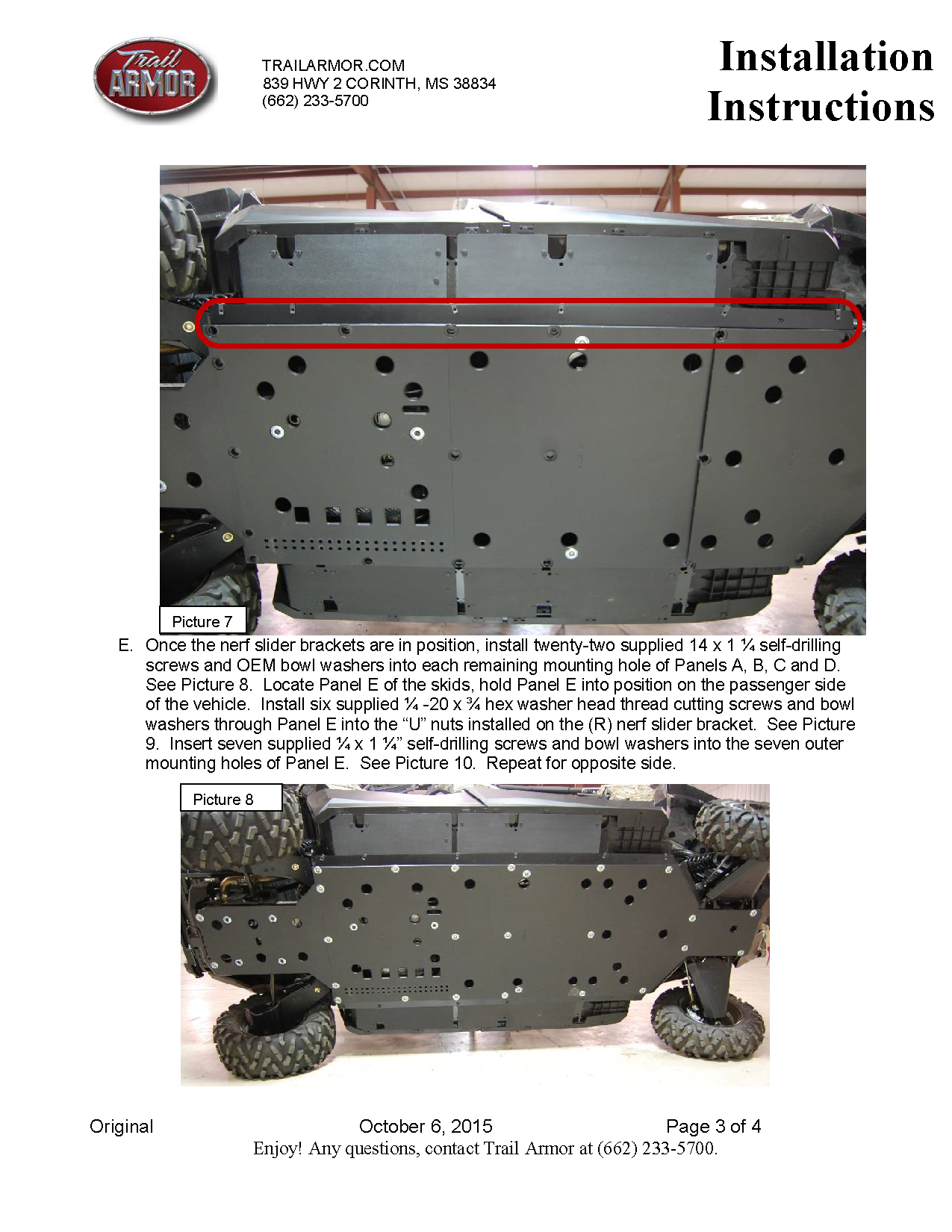 Trail Armor Can Am Commander Max XT, Commander Max and Commander Max Limited Full Skids with Integrated Slider Nerfs 2014-2020