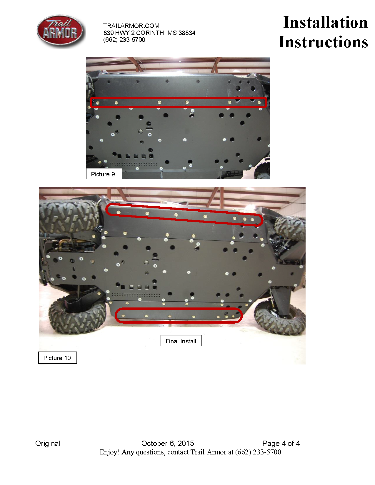 Trail Armor Can Am Commander Max XT, Commander Max and Commander Max Limited Full Skids with Integrated Slider Nerfs 2014-2020