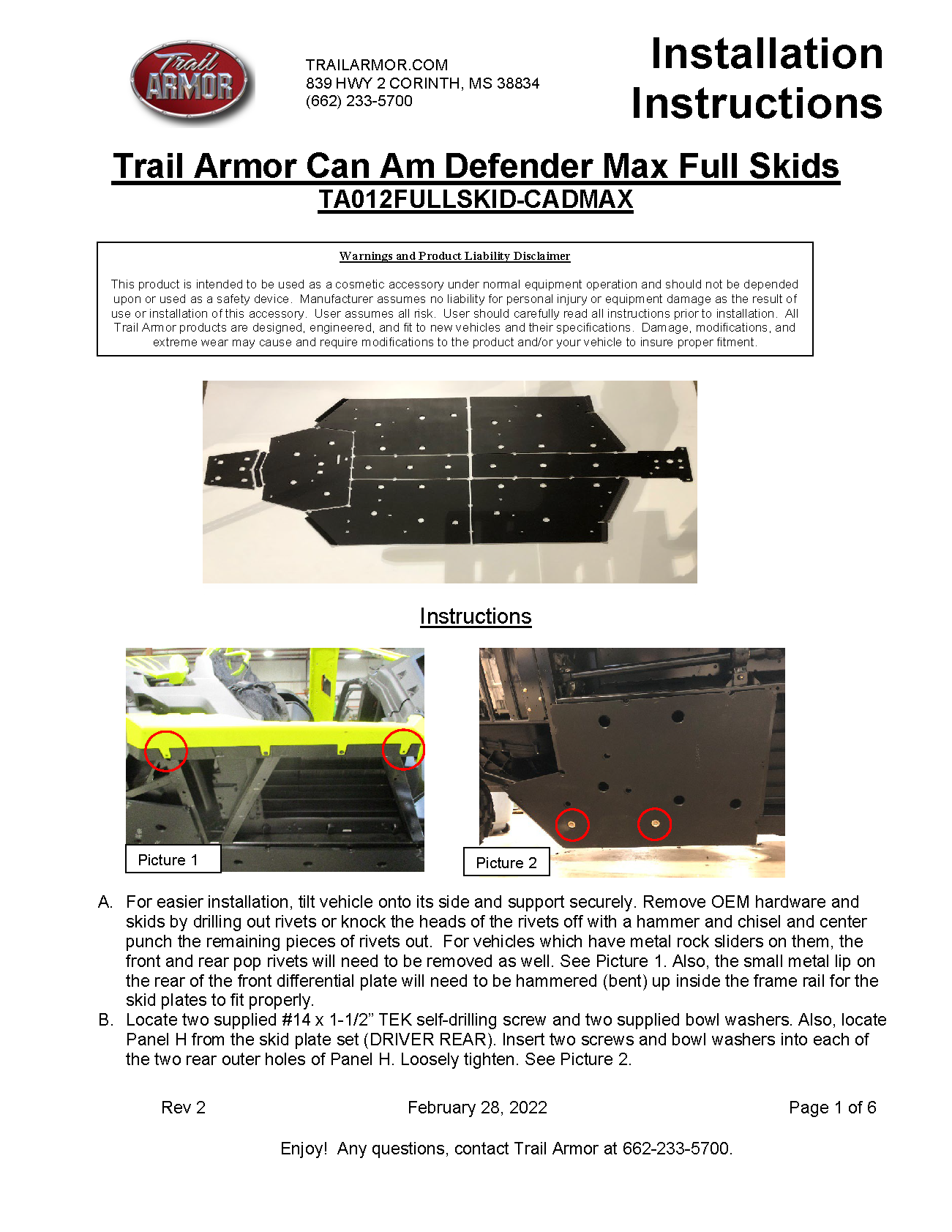 Trail Armor Can Am Defender Max, Defender Max XT, Defender Max XT Cab HD10, Defender Max X MR HD10, Defender Pro DPS HD10, Defender Pro XT HD10, Defender Max HD7, Defender Max HD9, Defender Max DPS HD9, Defender Max XT HD9 Full Skids