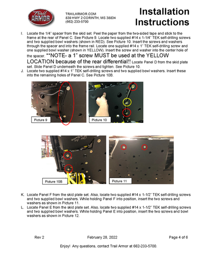 Trail Armor Can Am Defender Max, Defender Max XT, Defender Max XT Cab HD10, Defender Max X MR HD10, Defender Pro DPS HD10, Defender Pro XT HD10, Defender Max HD7, Defender Max HD9, Defender Max DPS HD9, Defender Max XT HD9 Full Skids